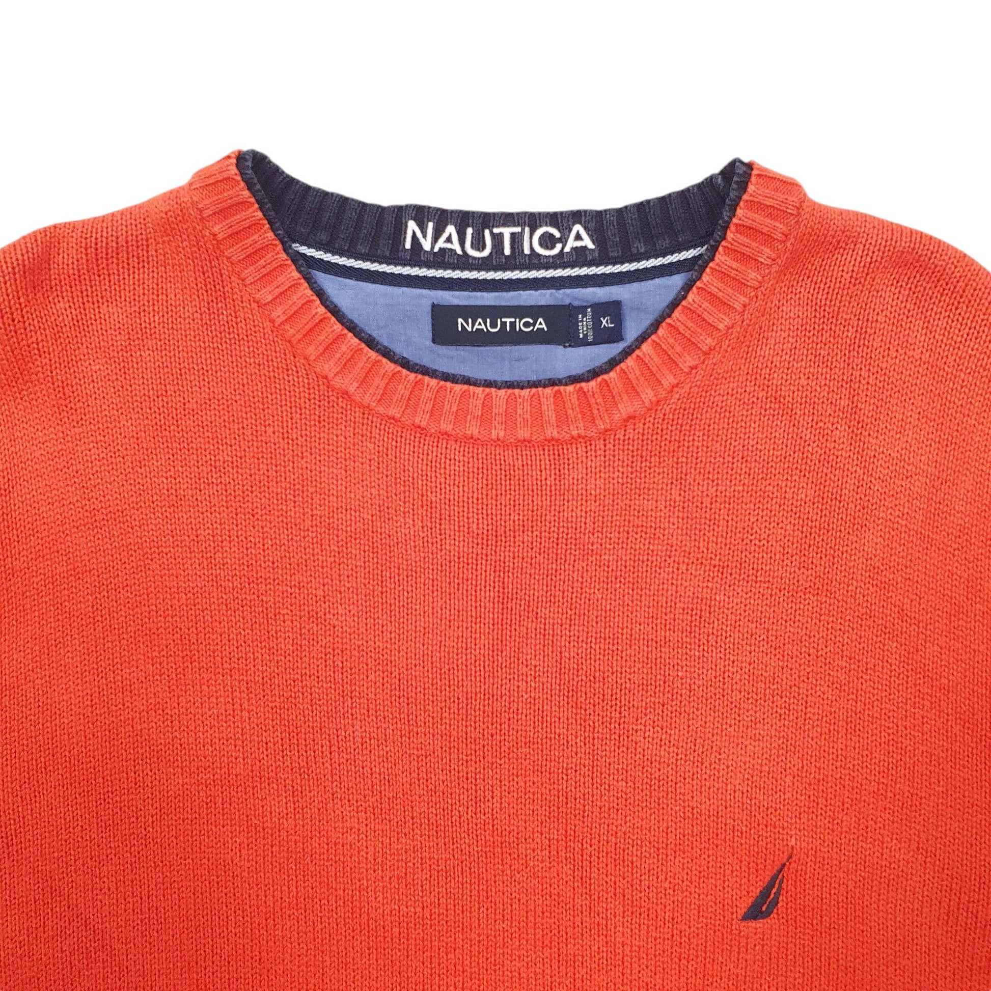 Mens Orange Nautica Knit Crewneck Jumper