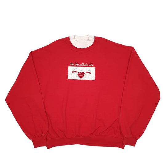 Mens Red Natural Escape My Grandchildren Are 4 Ever Loved Bears Retro Crewneck Jumper