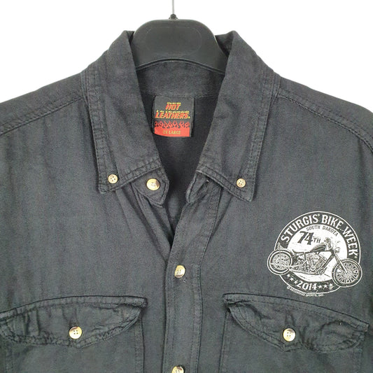 Mens Black Hot Leathers Sturgis Bike Week 2014 USA Biker Sleeveless Short Sleeve Shirt