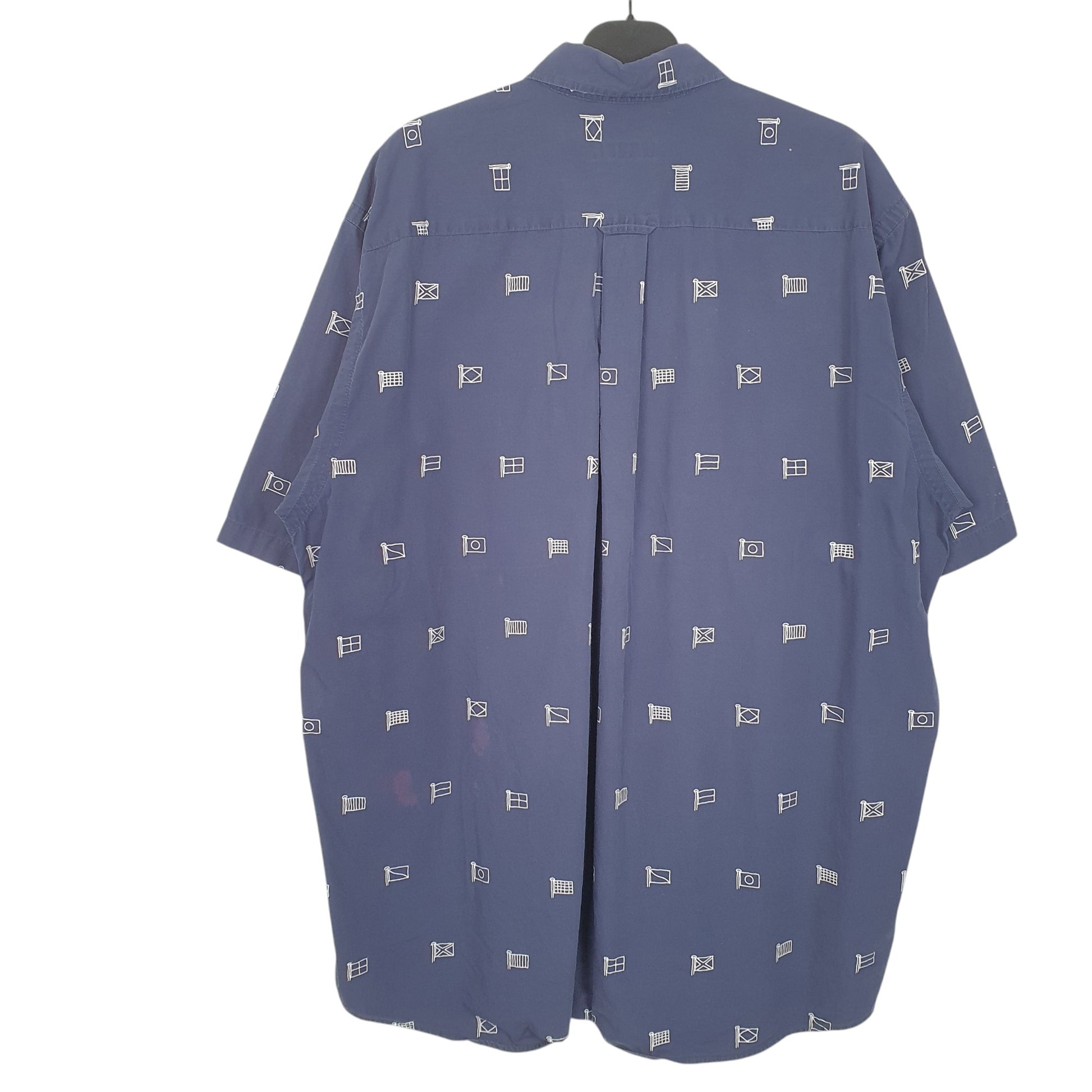 Mens Navy Nautica Sailing Yachting Flags Short Sleeve Shirt