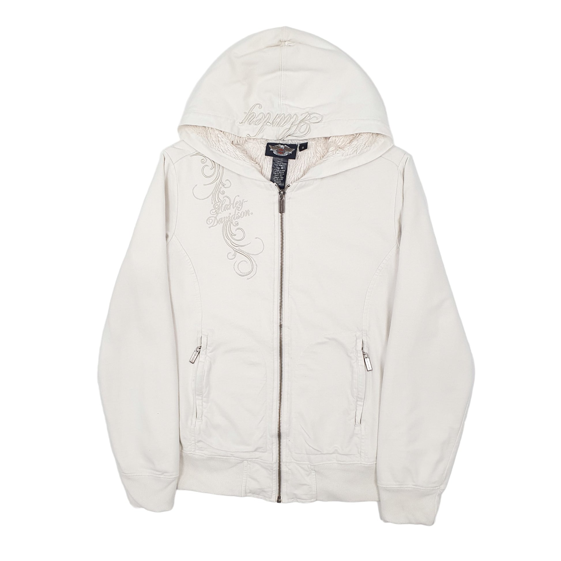 Womens White Harley Davidson  Full Zip Jumper