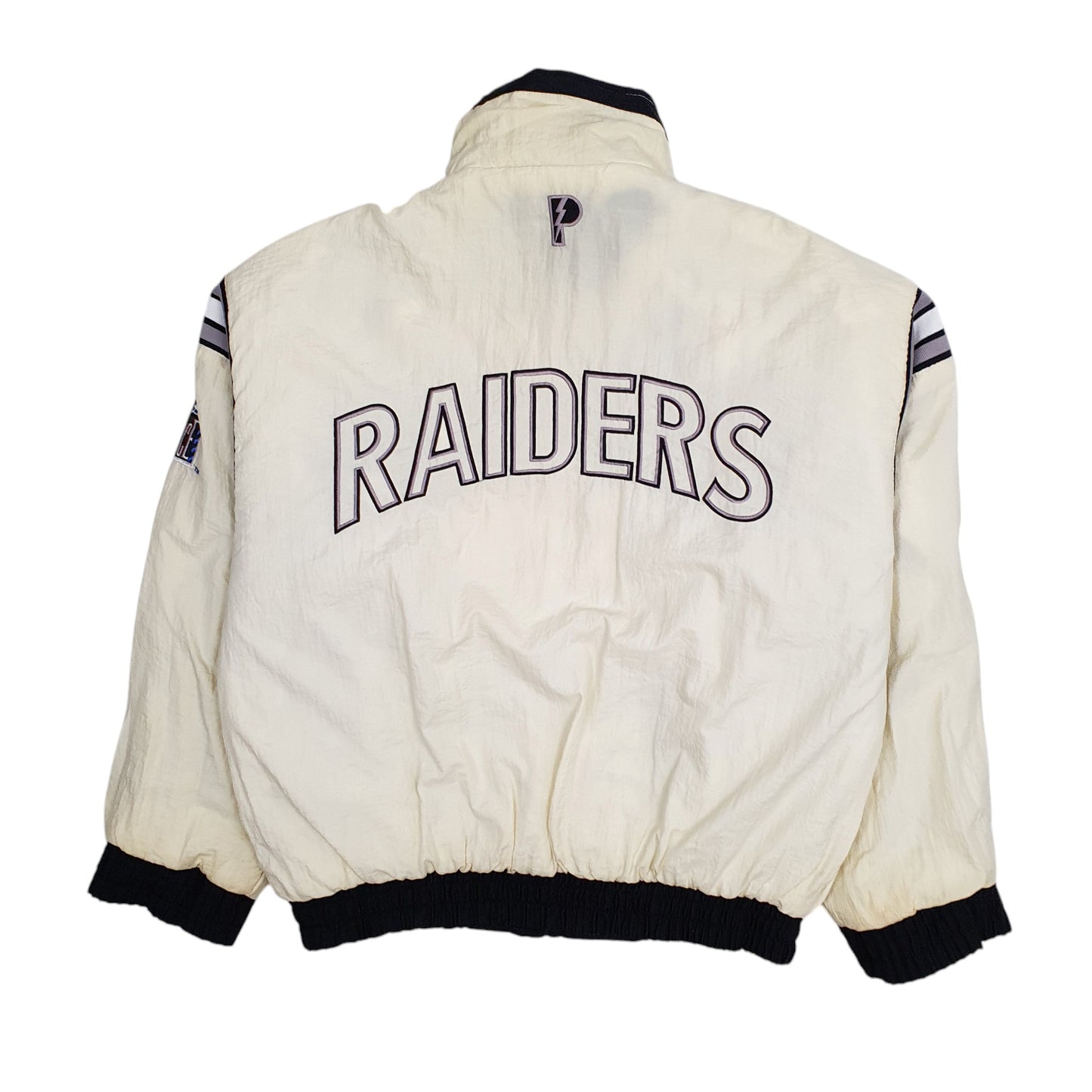 Mens Black Pro Player Vintage 1990s Oakland Raiders NFL Reversible  Coat