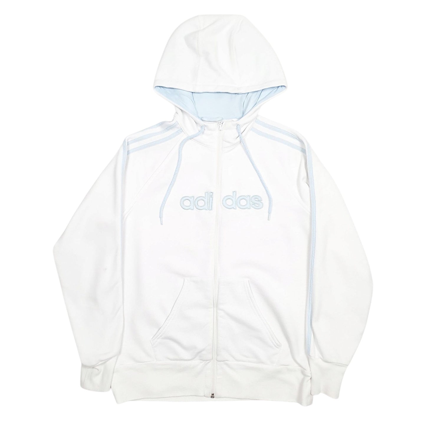 Womens White Adidas Spellout Full Zip Jumper