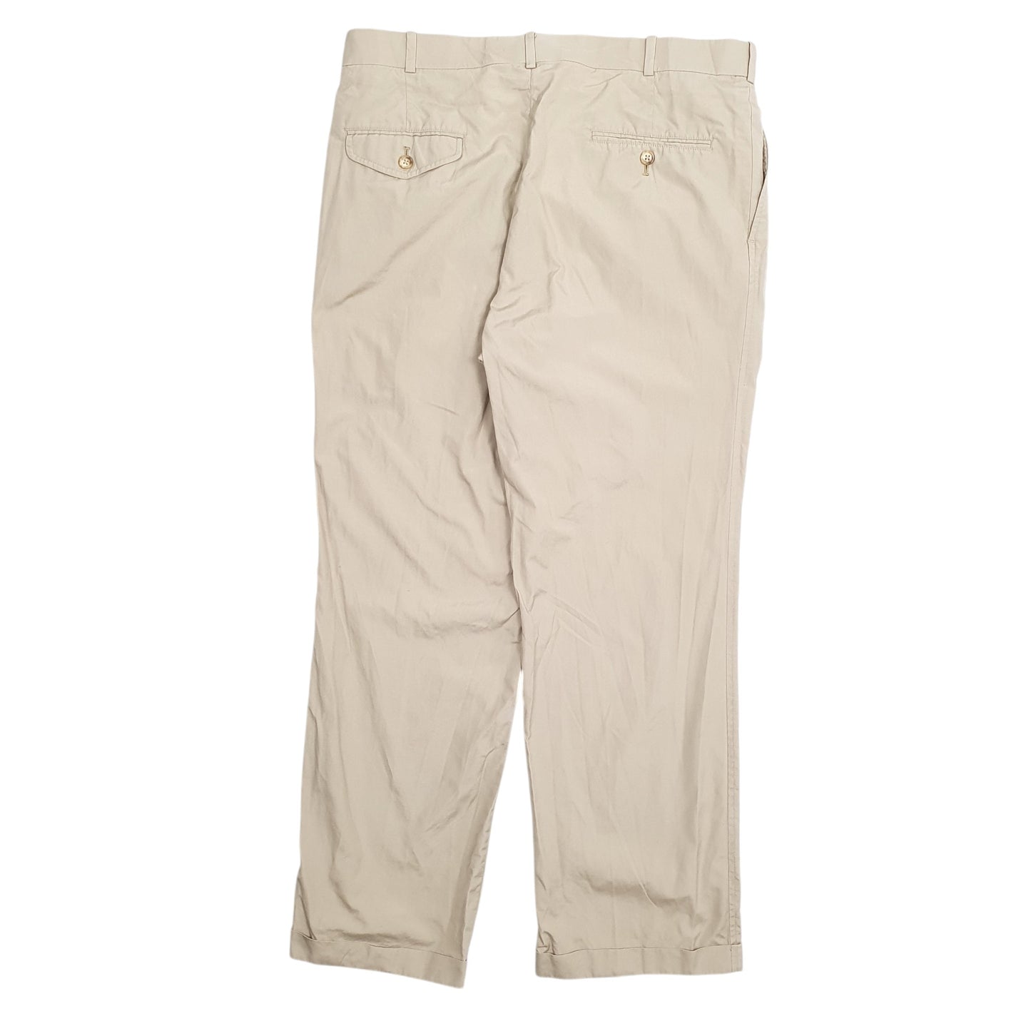 Mens Beige Lands End Double Pleated Chino Trousers