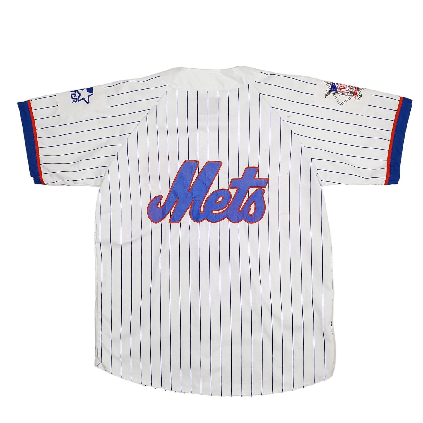 Mens White Starter Vintage 1990s 80s MLB Baseball Jersey New York Mets Short Sleeve T Shirt