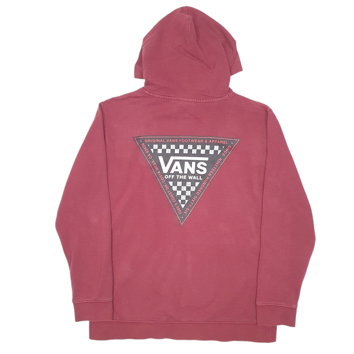 Mens Burgundy Vans Off The Wall Skate BMX Surf 1966 Hoodie Jumper