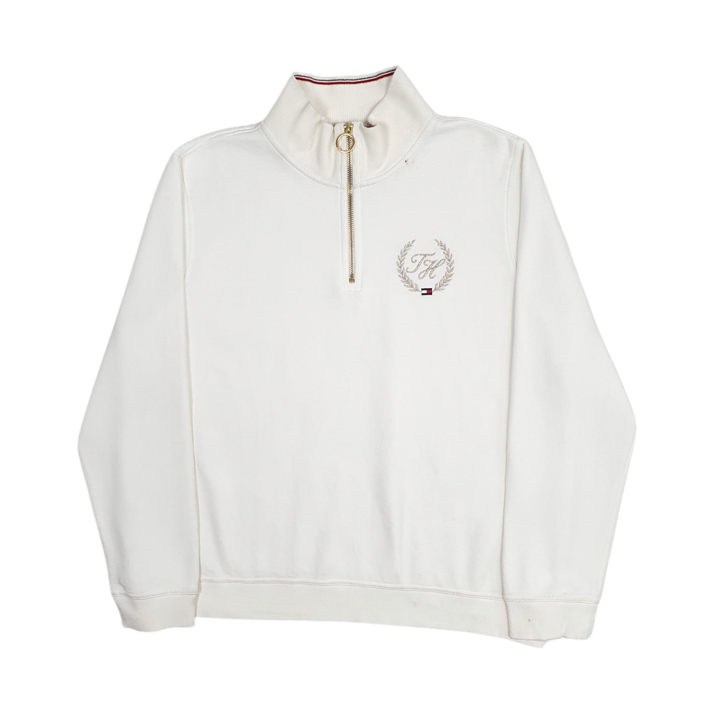 Womens White Tommy Hilfiger  Quarter Zip Jumper