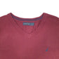 Mens Burgundy Nautica Knit V Neck Jumper