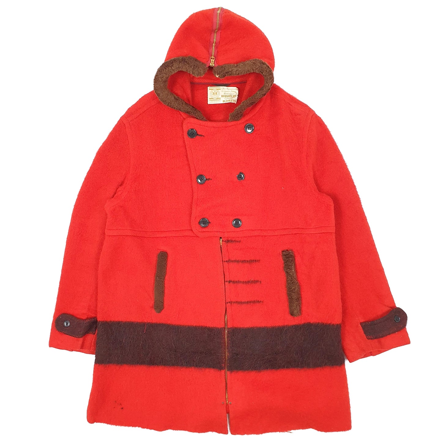 Mens Red Hudson Bay Vintage 1940s 50s Point  Coat