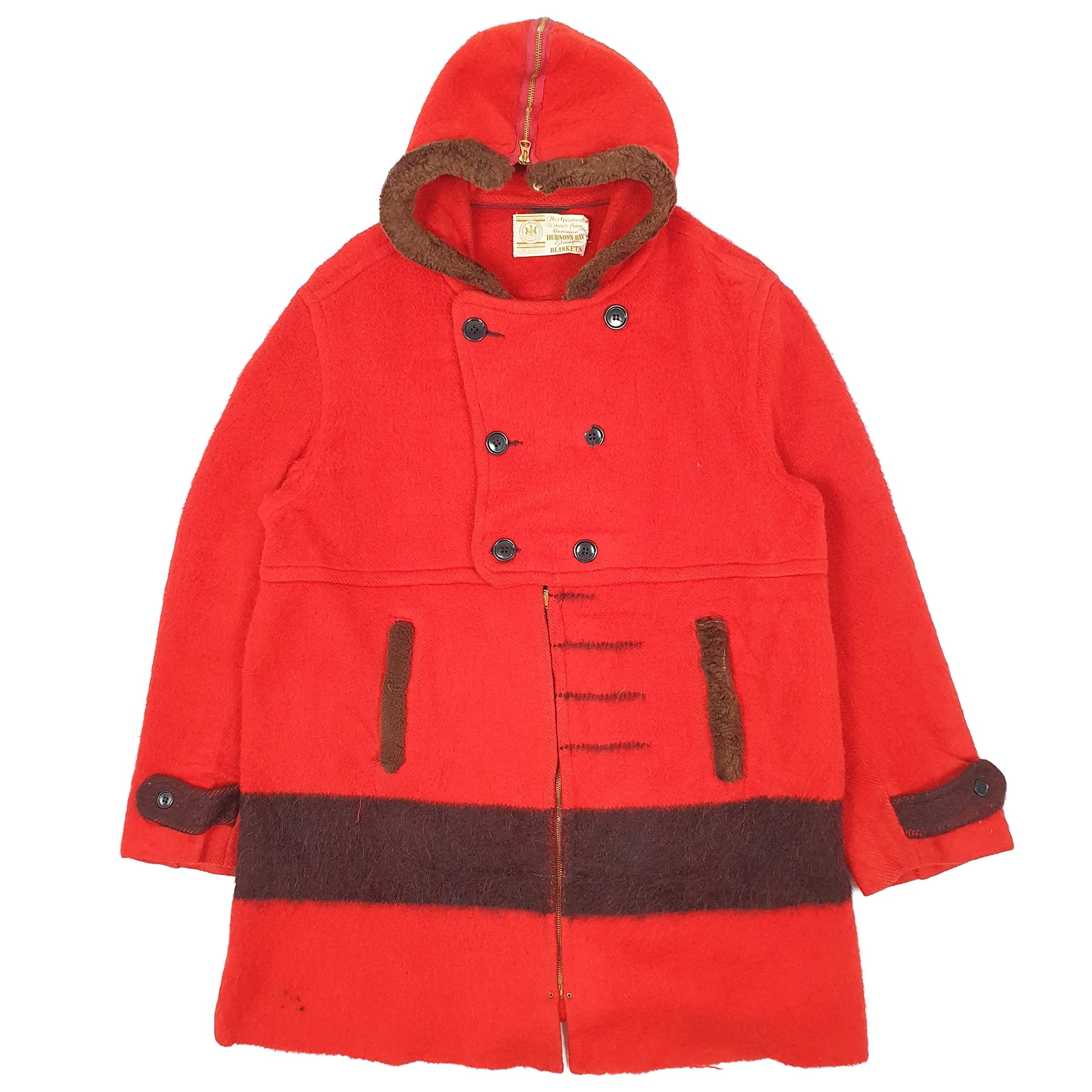 Mens Red Hudson Bay Vintage 1940s 50s Point  Coat