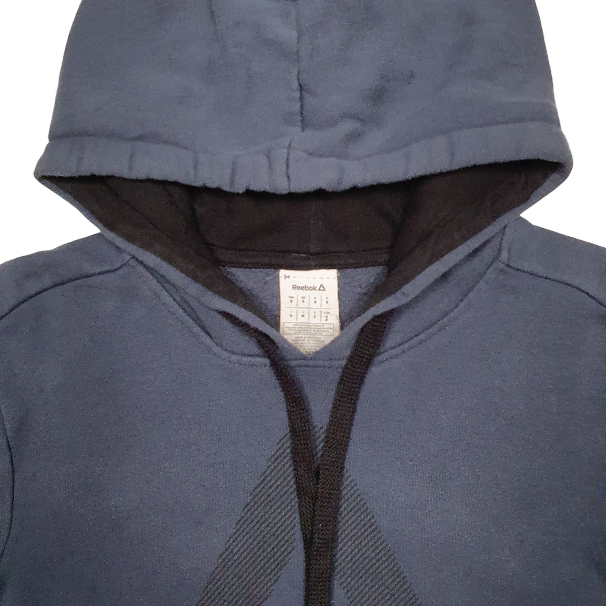 Mens Blue Reebok Spellout Hoodie Jumper