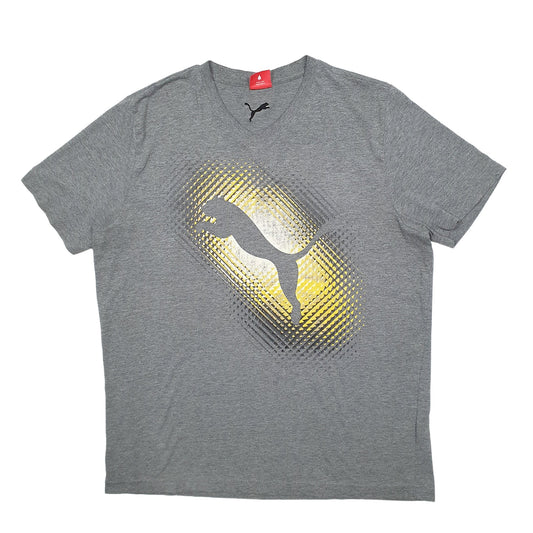 Mens Grey Puma Spellout Short Sleeve T Shirt