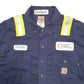 Mens Blue Carhartt Fire Resistant Long Sleeve Shirt