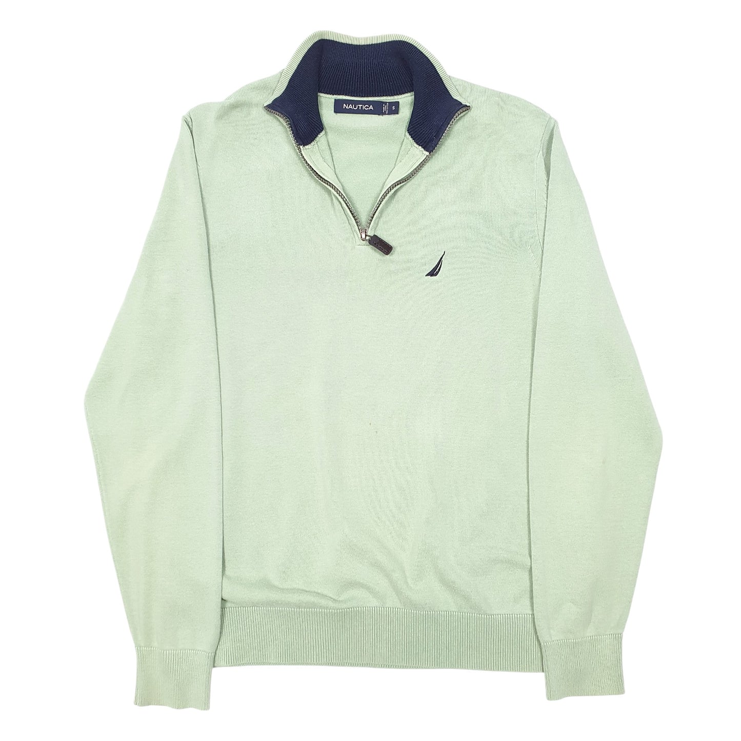 Mens Green Nautica Knit Quarter Zip Jumper