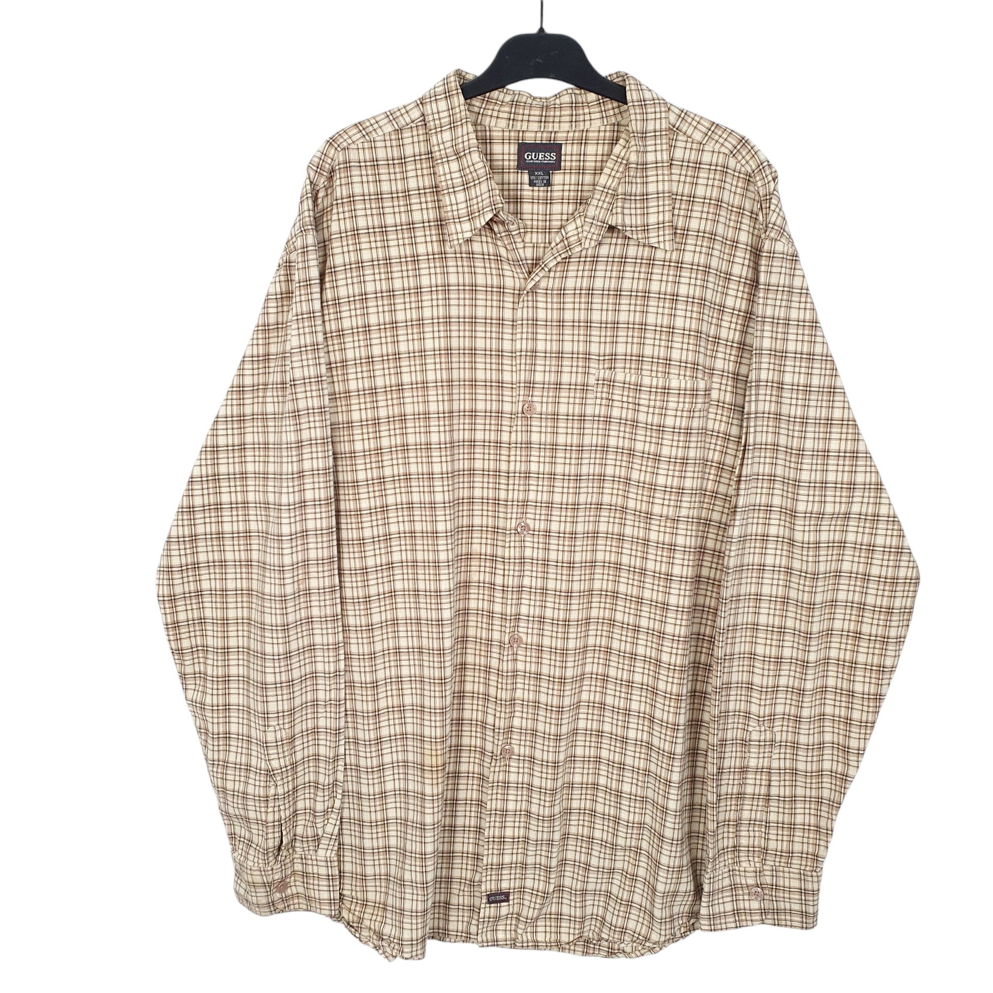 Mens Beige Guess  Long Sleeve Shirt