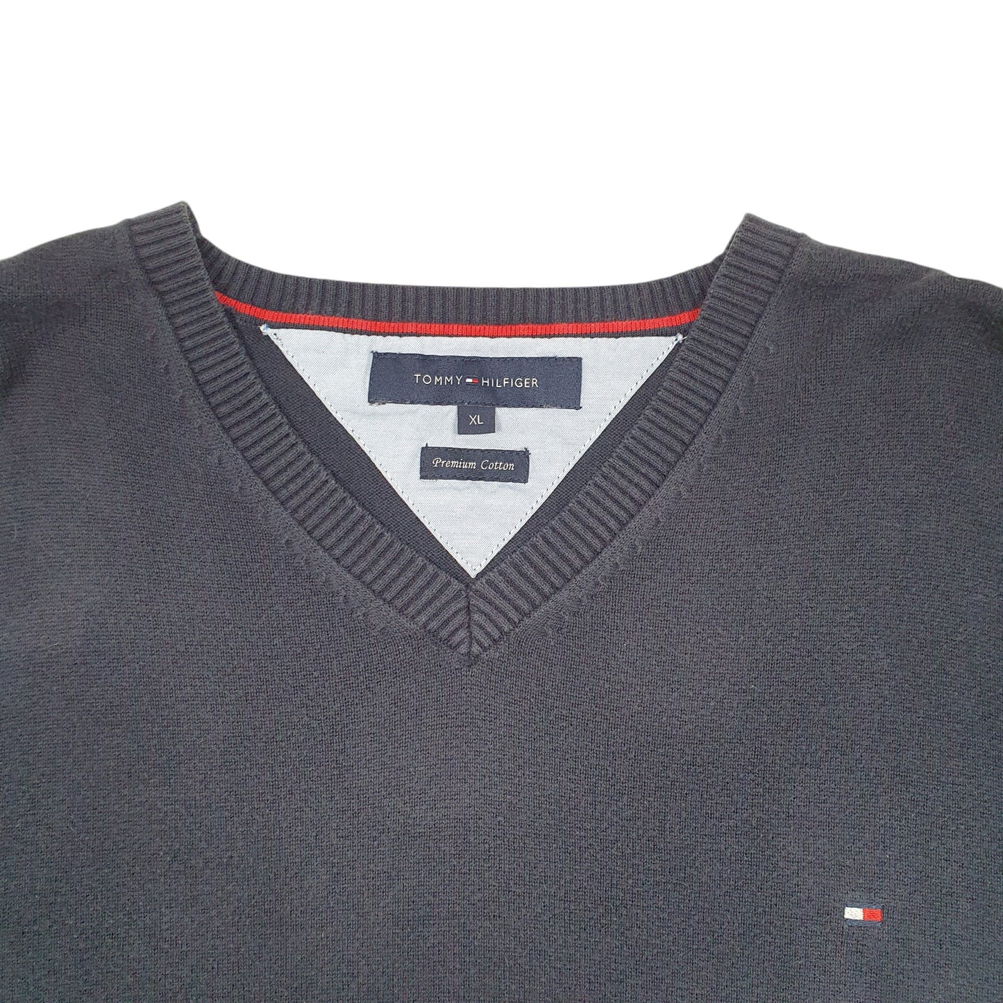 Mens Navy Tommy Hilfiger Knit V Neck Jumper
