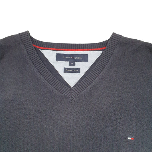 Mens Navy Tommy Hilfiger Knit V Neck Jumper