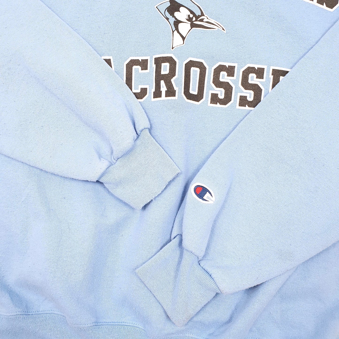 Mens Blue Champion John Hopkins Lacrosse College USA Crewneck Jumper