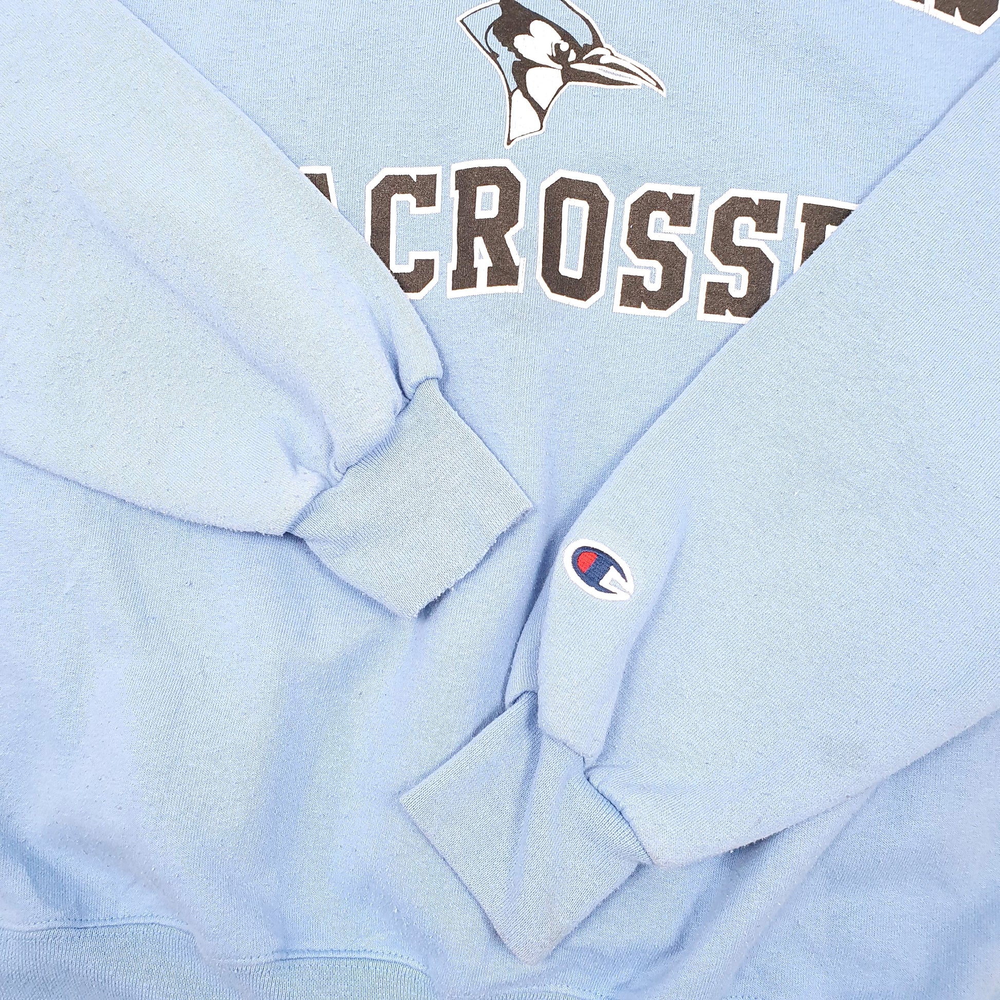 Mens Blue Champion John Hopkins Lacrosse College USA Crewneck Jumper