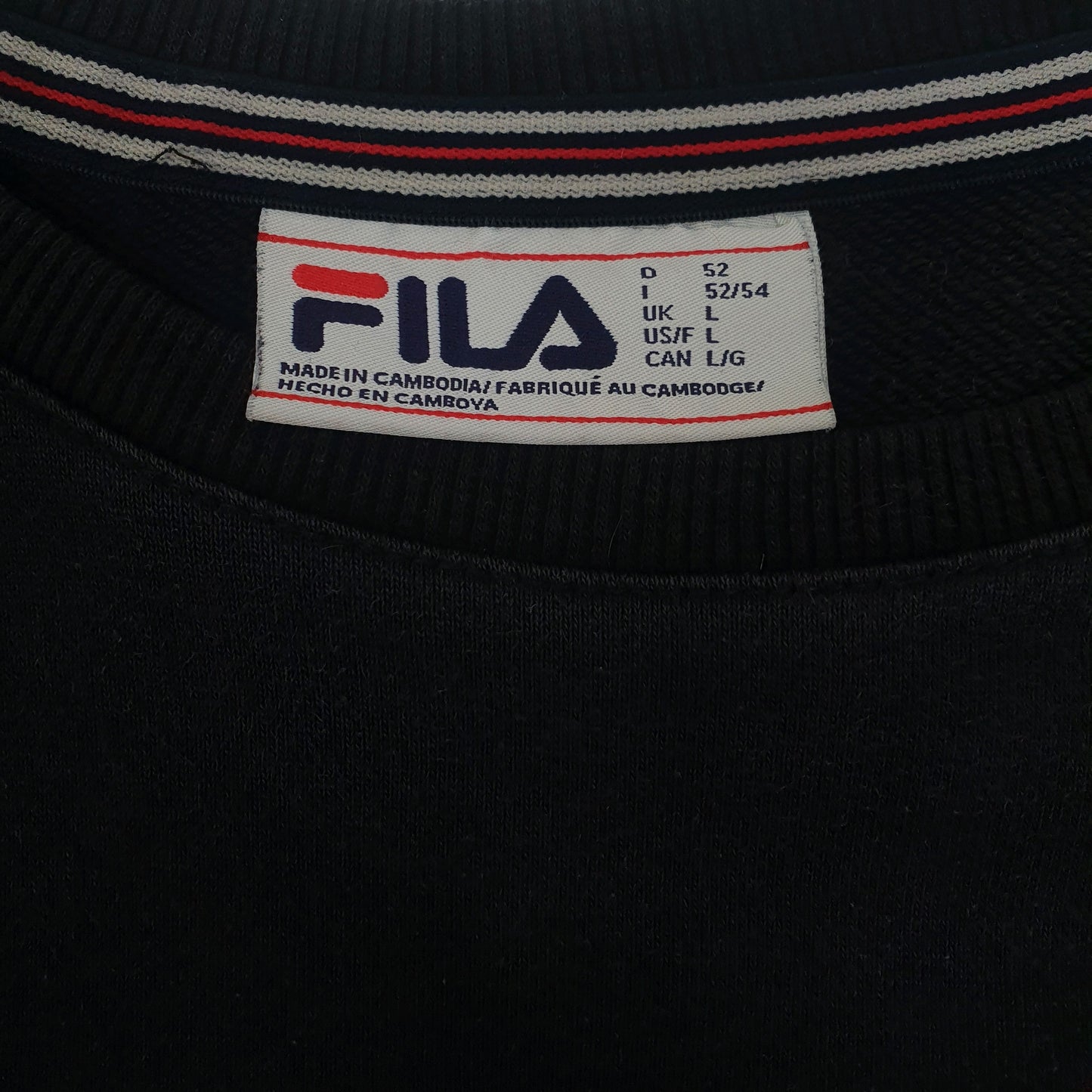 Mens Black Fila  Crewneck Jumper