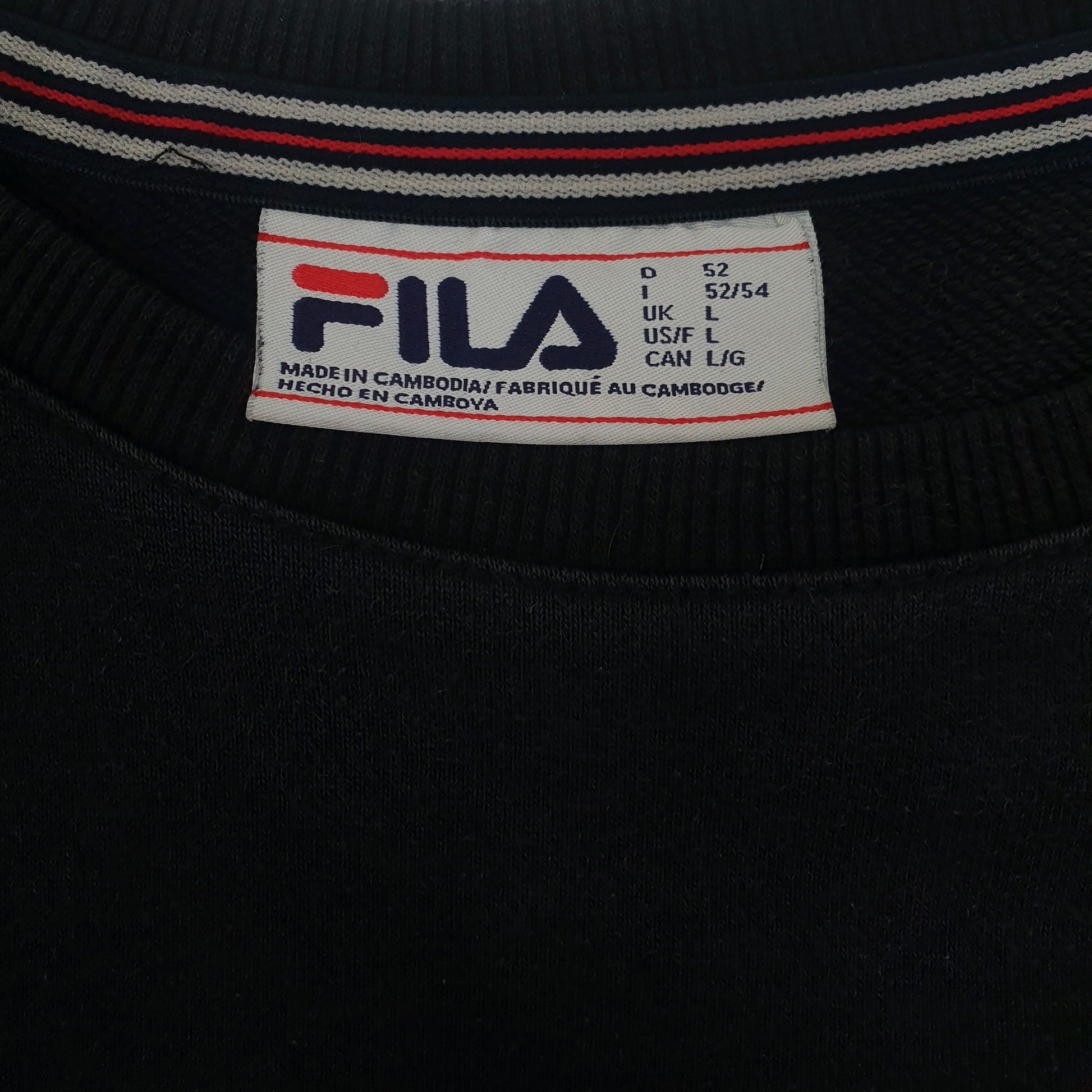 Mens Black Fila  Crewneck Jumper