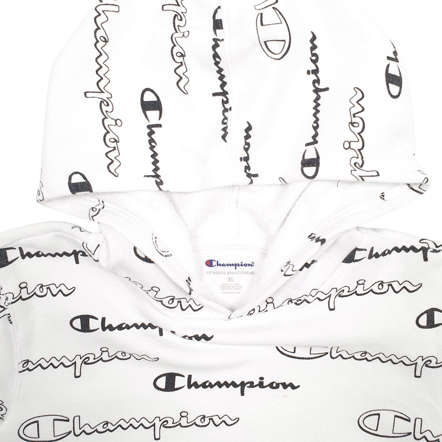 Womens White Champion Spellout Hoodie Jumper