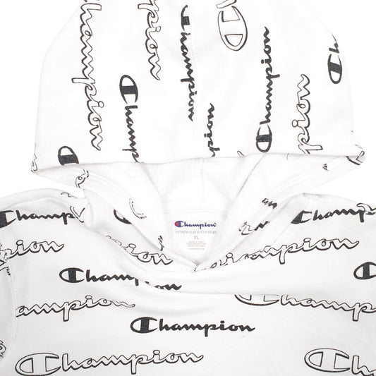 Womens White Champion Spellout Hoodie Jumper