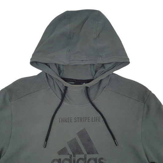 Mens Green Adidas Shortsleeve Hoodie Jumper