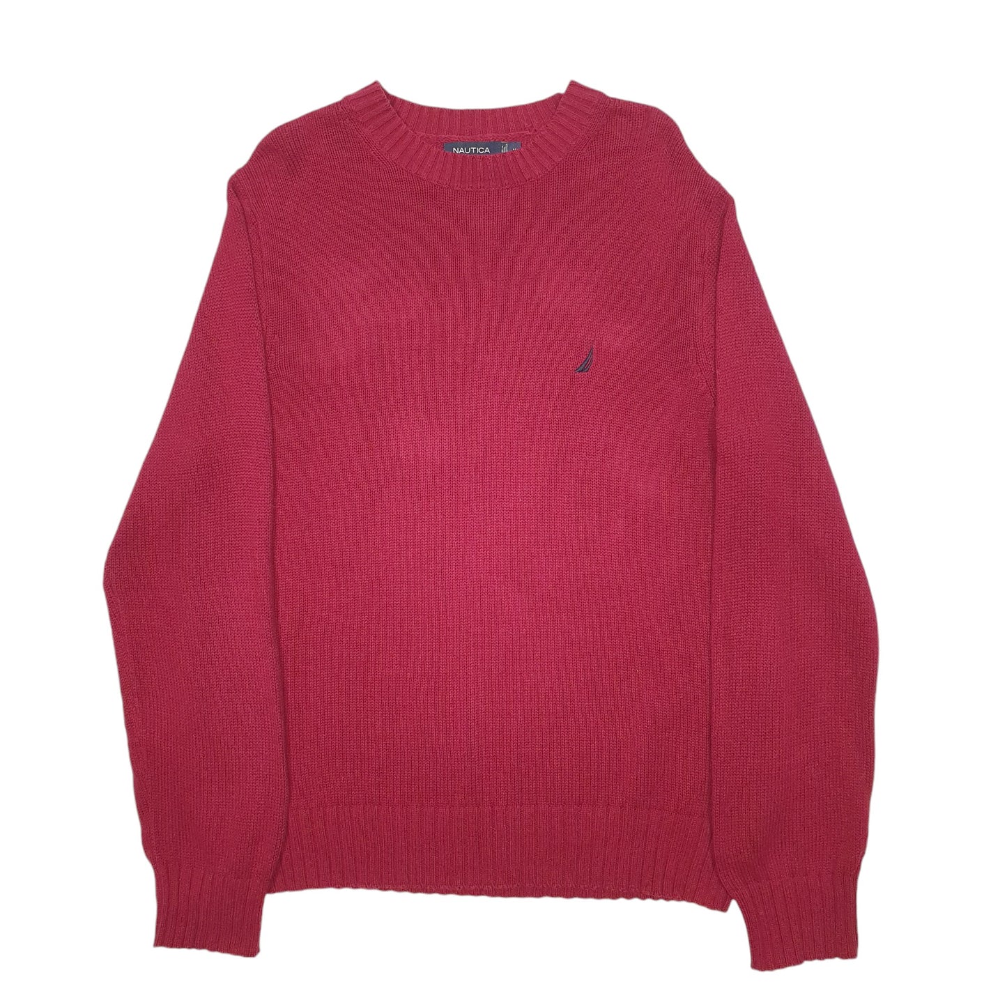 Mens Burgundy Nautica Knit Crewneck Jumper