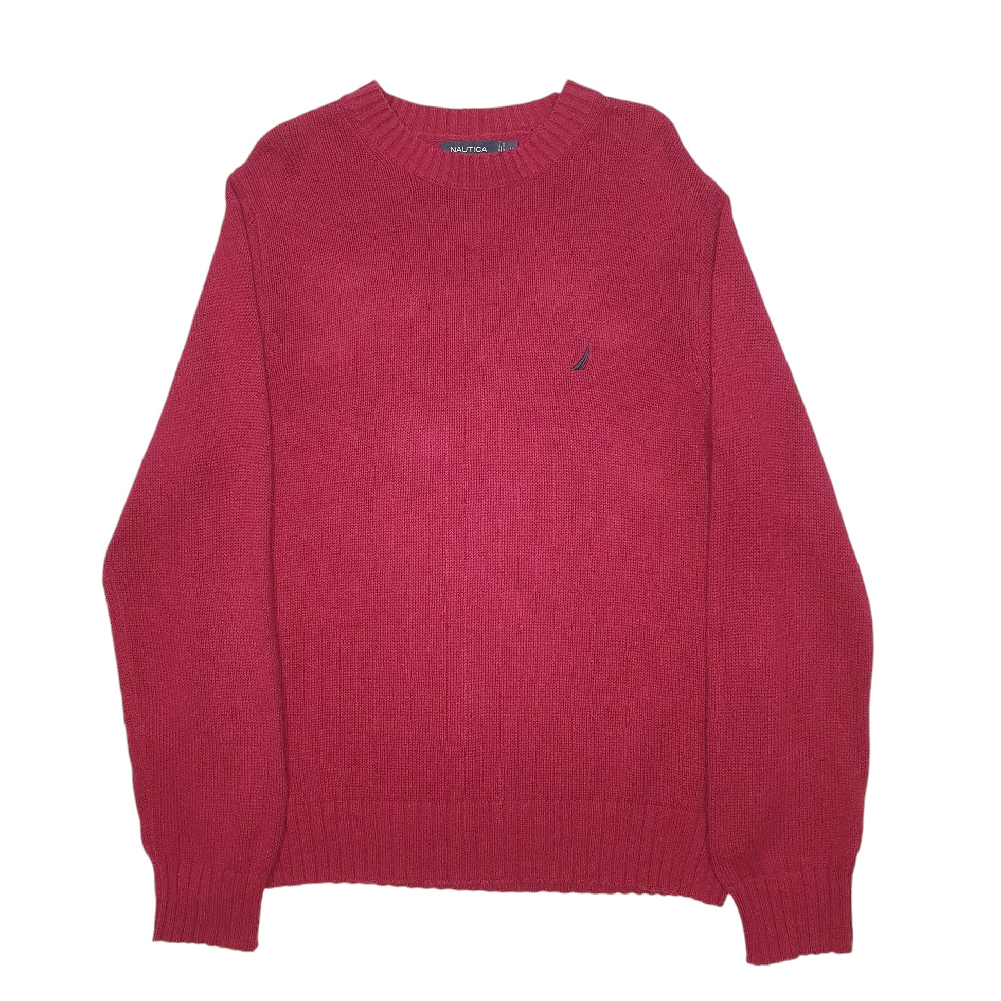 Mens Burgundy Nautica Knit Crewneck Jumper
