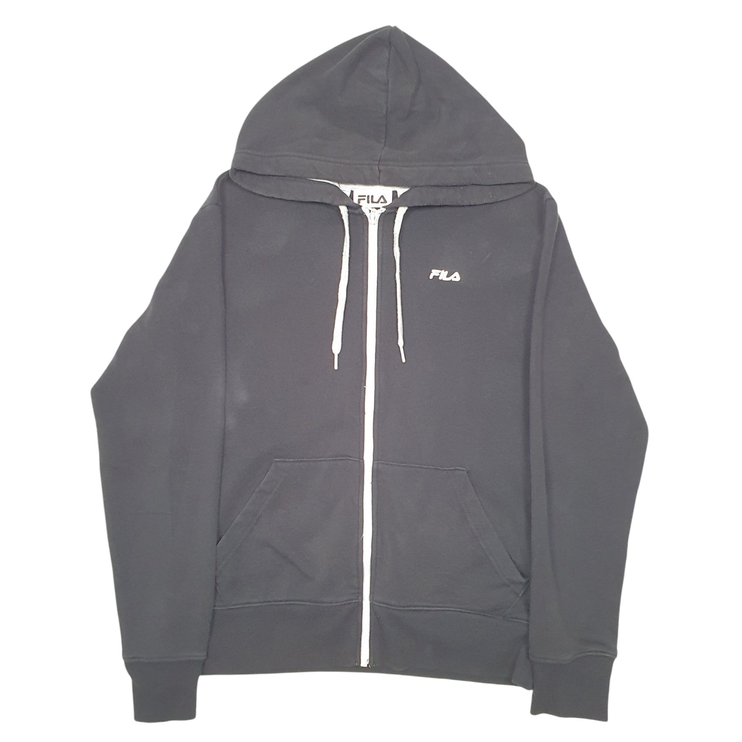 Womens Black Fila Hoodie Full Zip Jumper