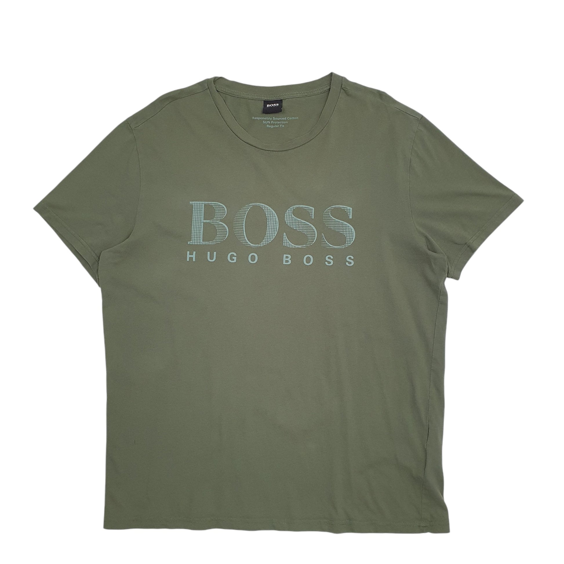 Mens Green Hugo Boss Spellout Short Sleeve T Shirt