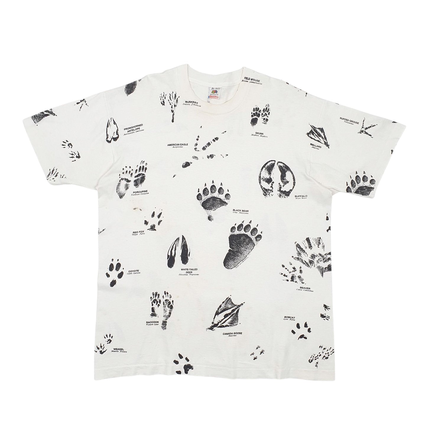 Mens White Fruit Of The Loom Single Stitch Vintage 90s Preshrunk Short Sleeve T Shirt