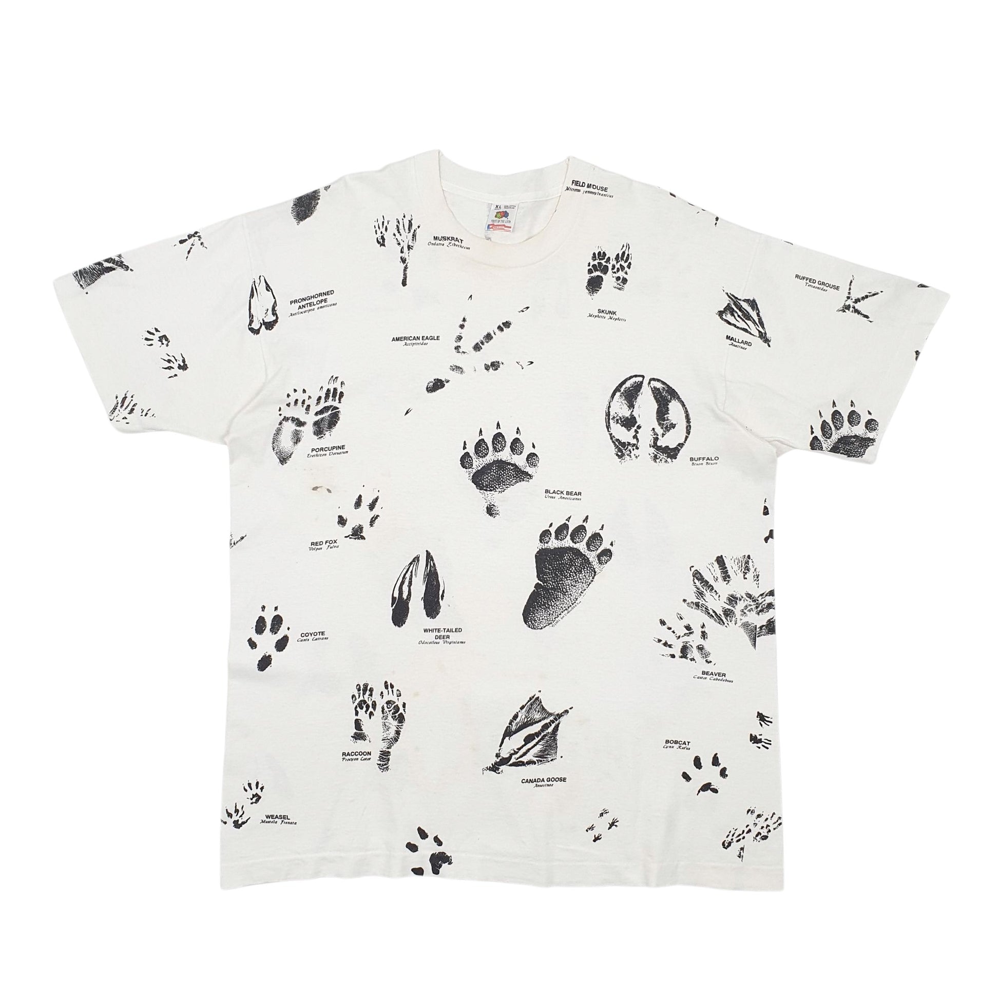 Mens White Fruit Of The Loom Single Stitch Vintage 90s Preshrunk Short Sleeve T Shirt