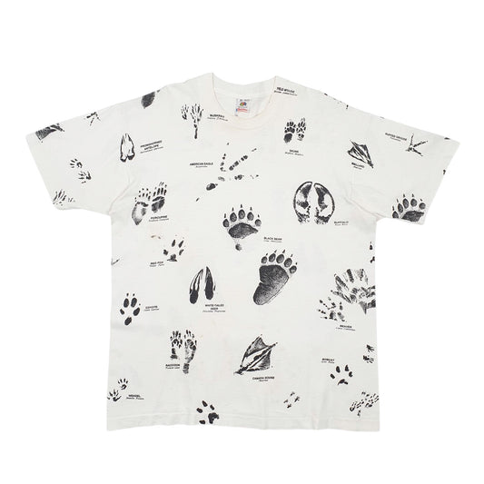 Mens White Fruit Of The Loom Single Stitch Vintage 90s Preshrunk Short Sleeve T Shirt