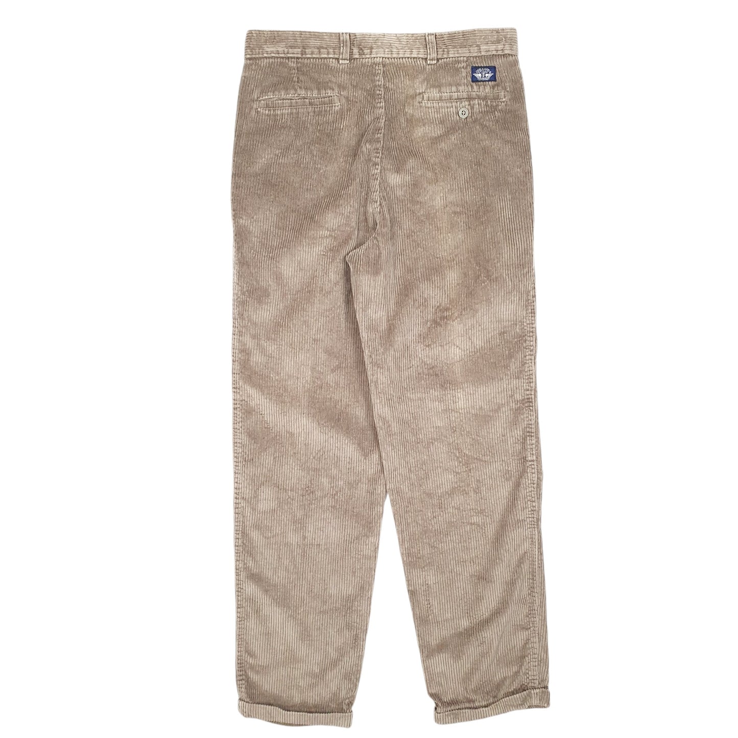 Mens Beige Dockers Vintage Double Pleated Made In USA Corduroy Trousers