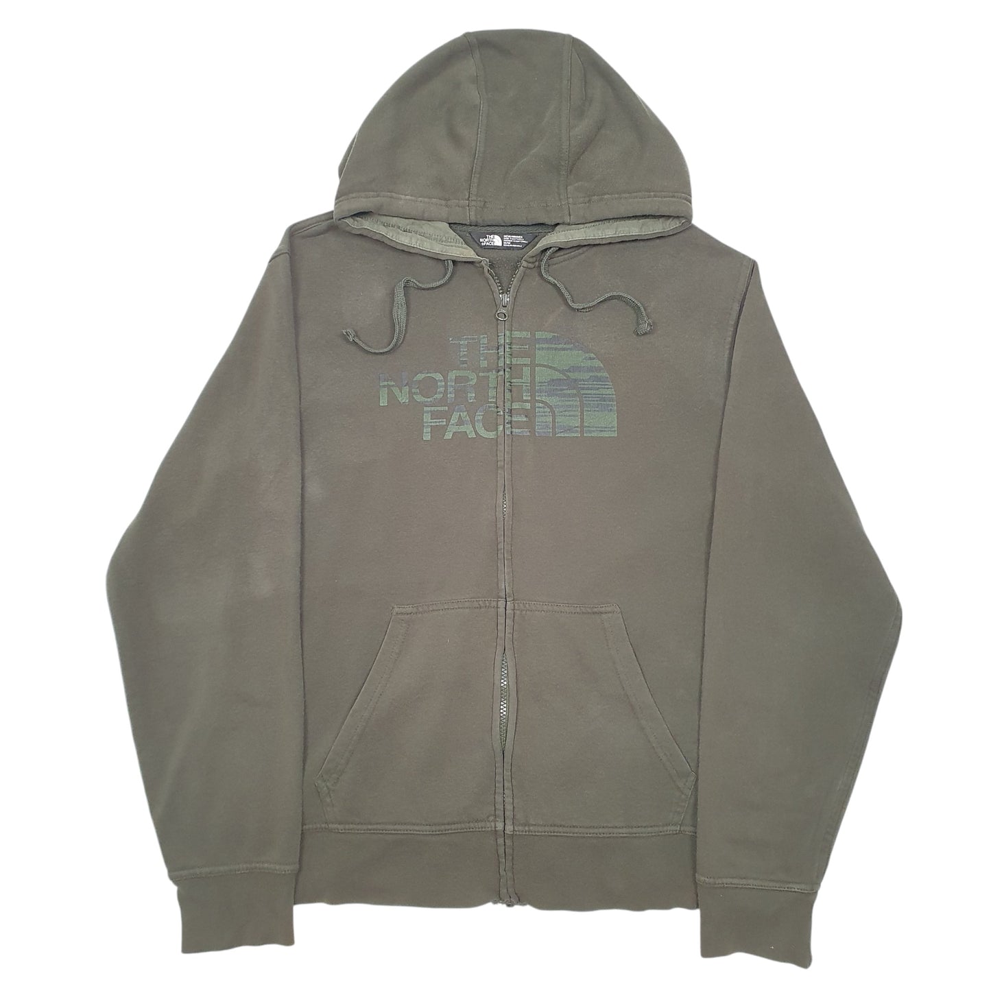 Mens Green The North Face Spellout Hoodie Full Zip Jumper
