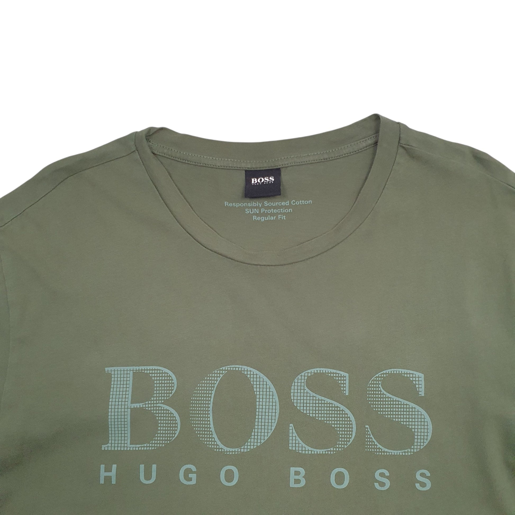 Mens Green Hugo Boss Spellout Short Sleeve T Shirt