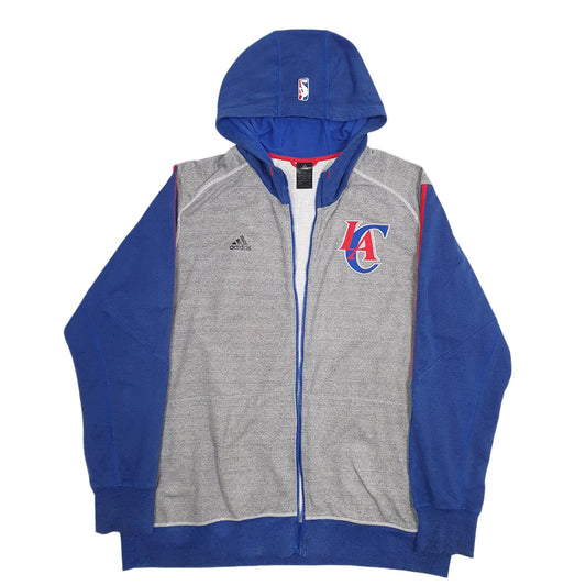 Mens Grey Adidas NBA LA Clippers Full Zip Jumper