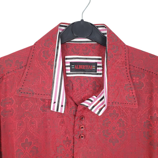 Mens Red Albertini Floral Long Sleeve Shirt