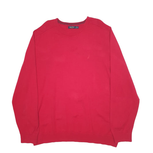 Mens Red Nautica Knit Crewneck Jumper