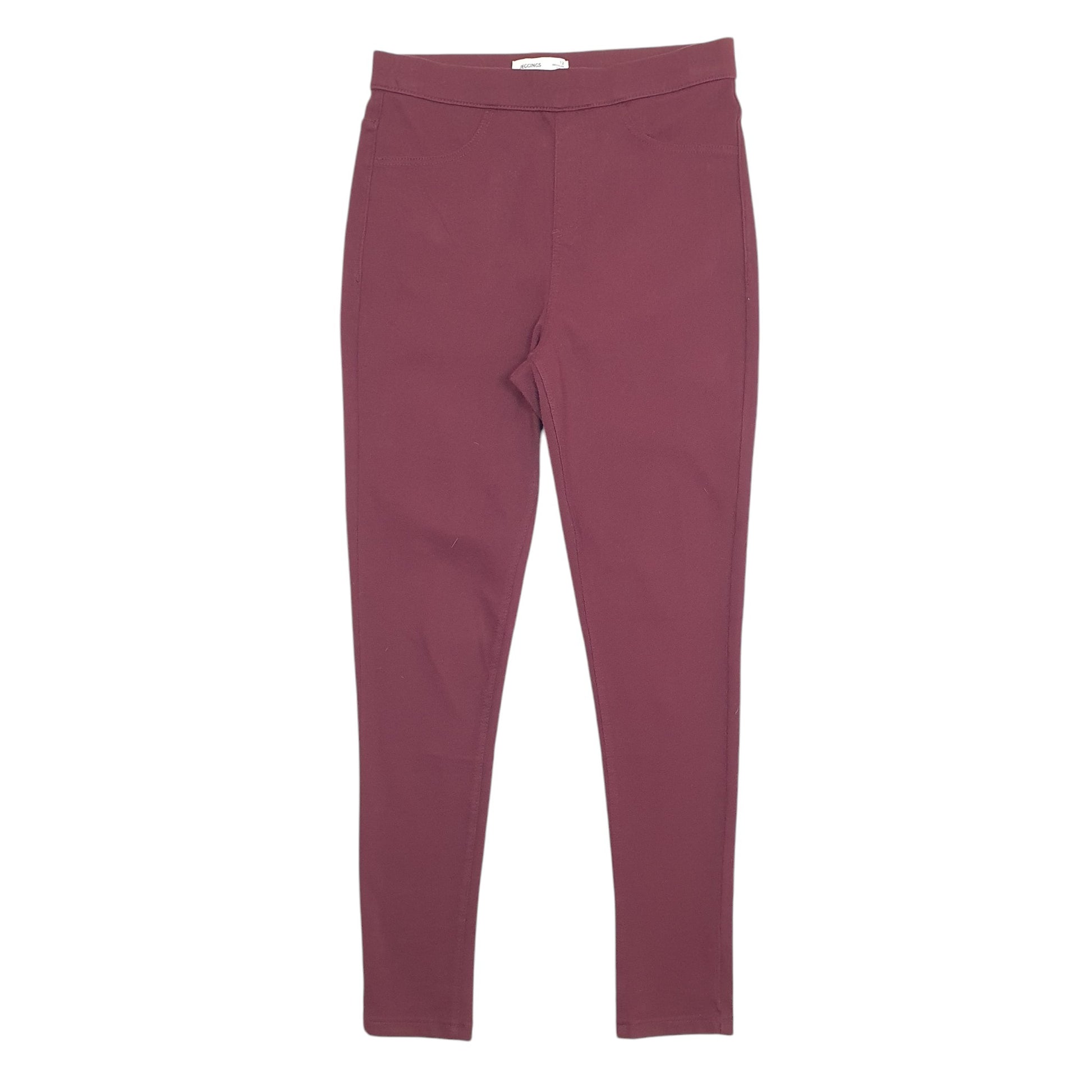 Womens Burgundy M&S Jeggings Stretch Fit Jogger Trousers