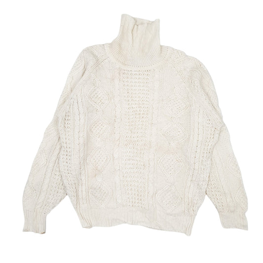 Mens Cream American Weekend Vintage Cable Knit Knitwear. Turtle Neck Jumper