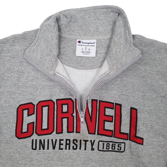 Mens Grey Champion Cornell University Quarter Zip Jumper