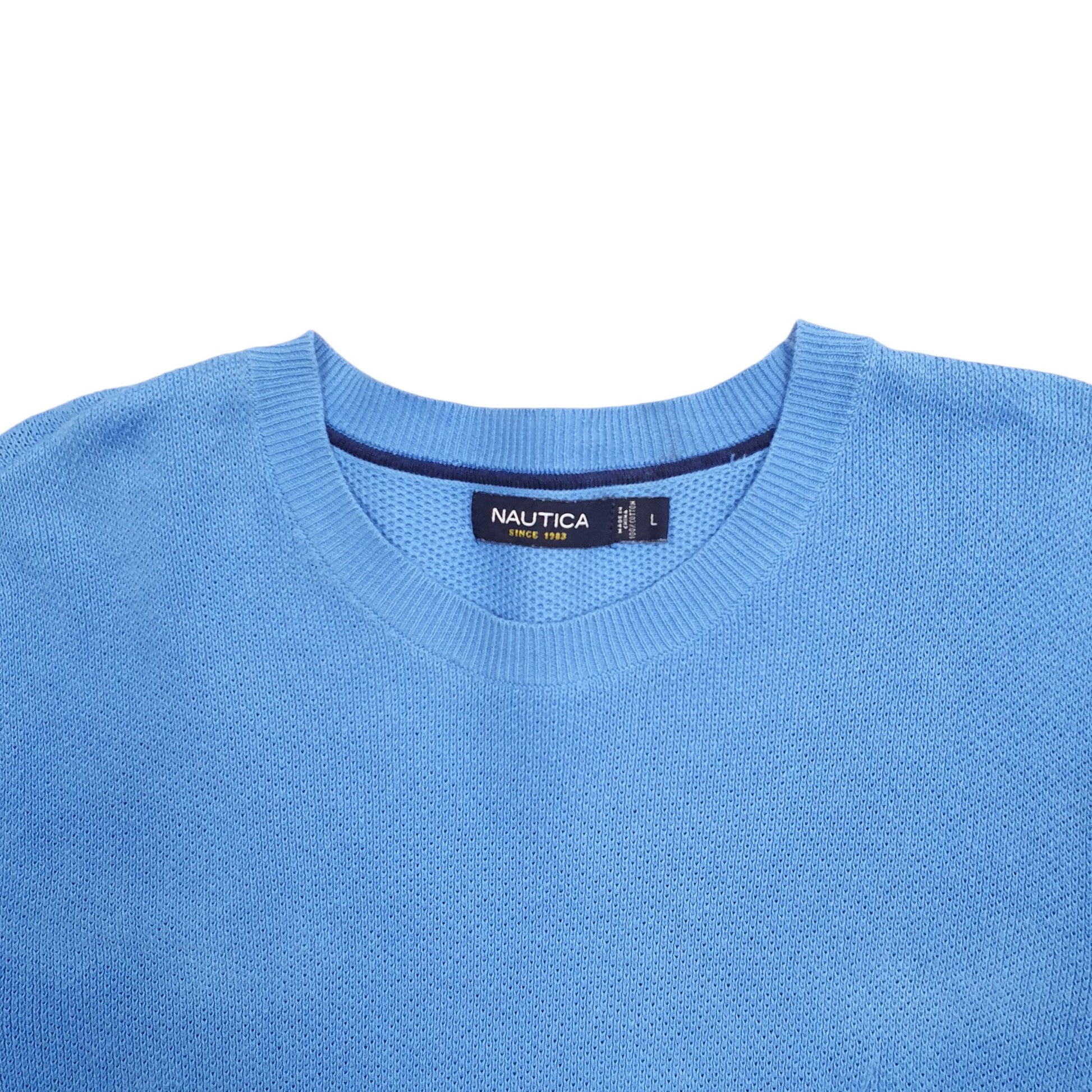 Mens Blue Nautica Knit Crewneck Jumper