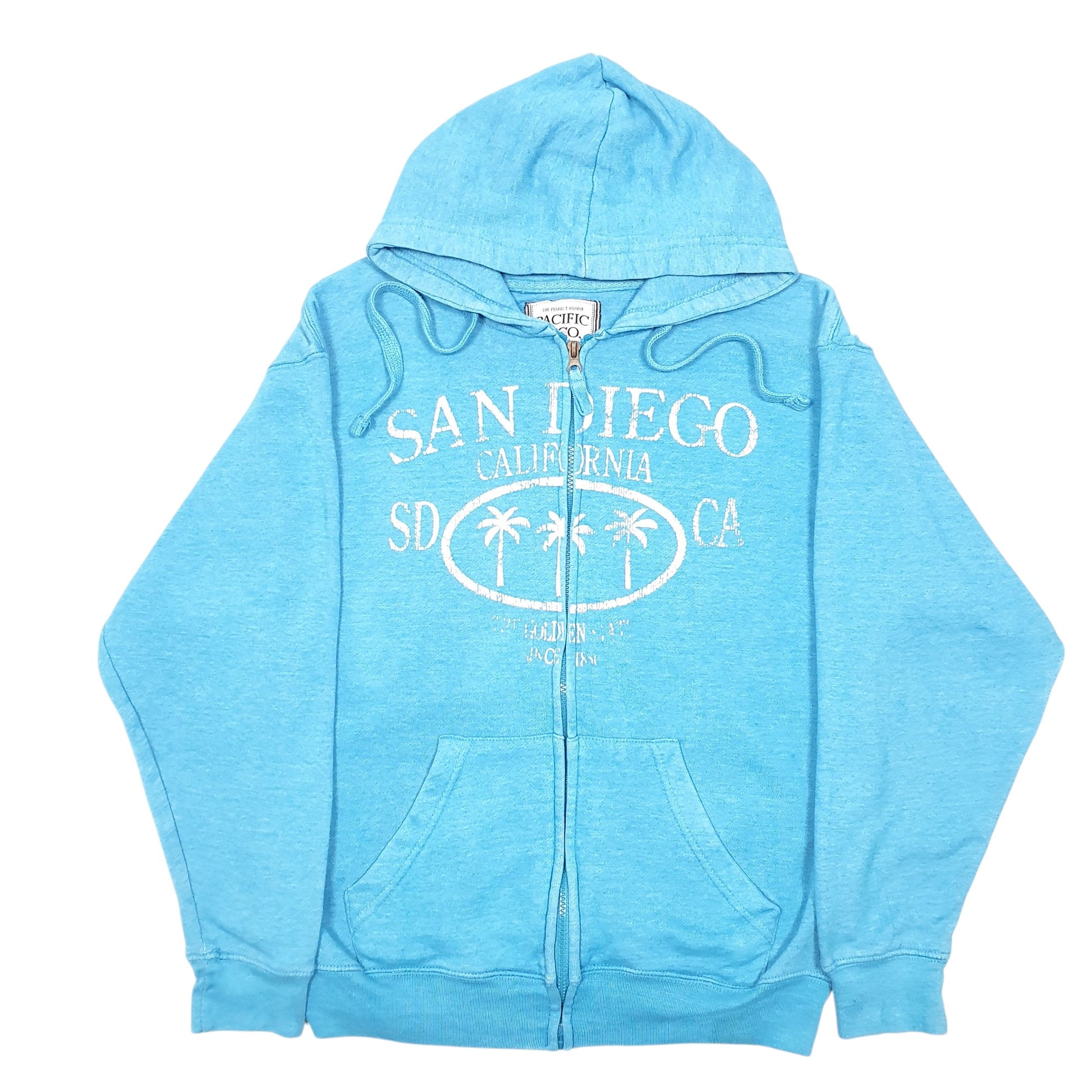 Mens Blue Pacific & Co Hoodie San Diego California Full Zip Jumper