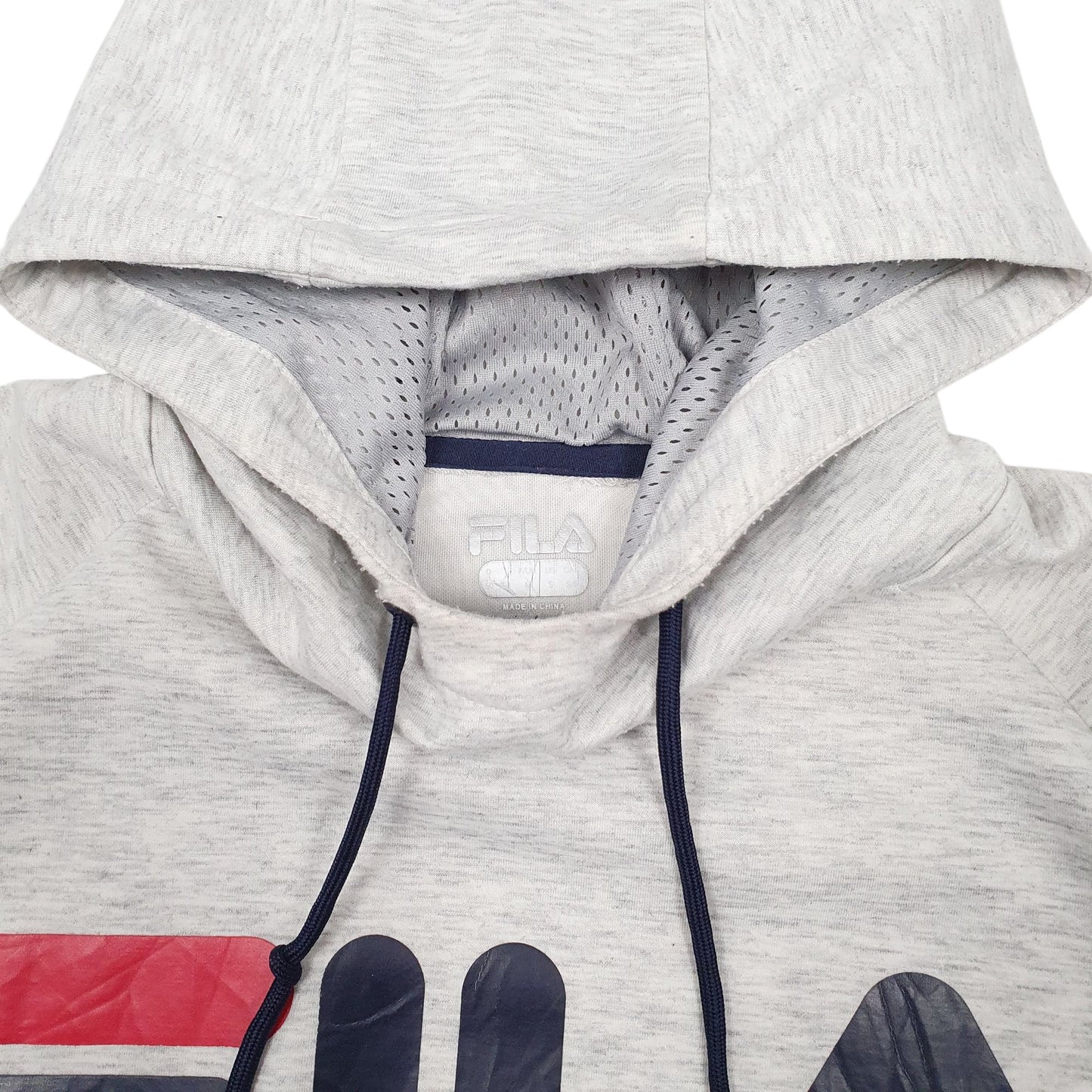 Mens Grey Fila Spellout Hoodie Jumper