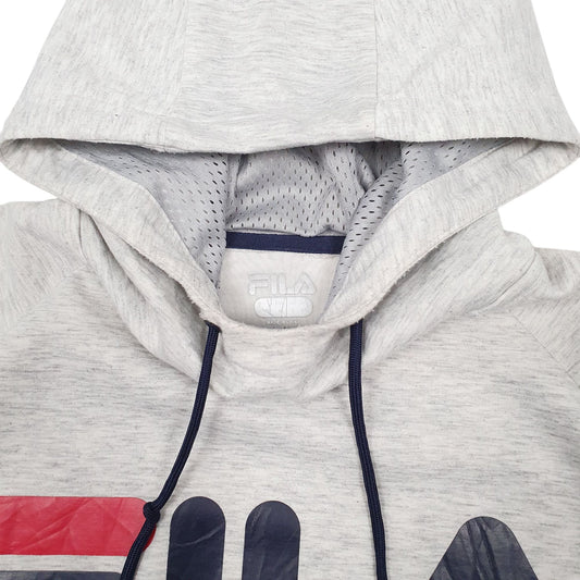 Mens Grey Fila Spellout Hoodie Jumper