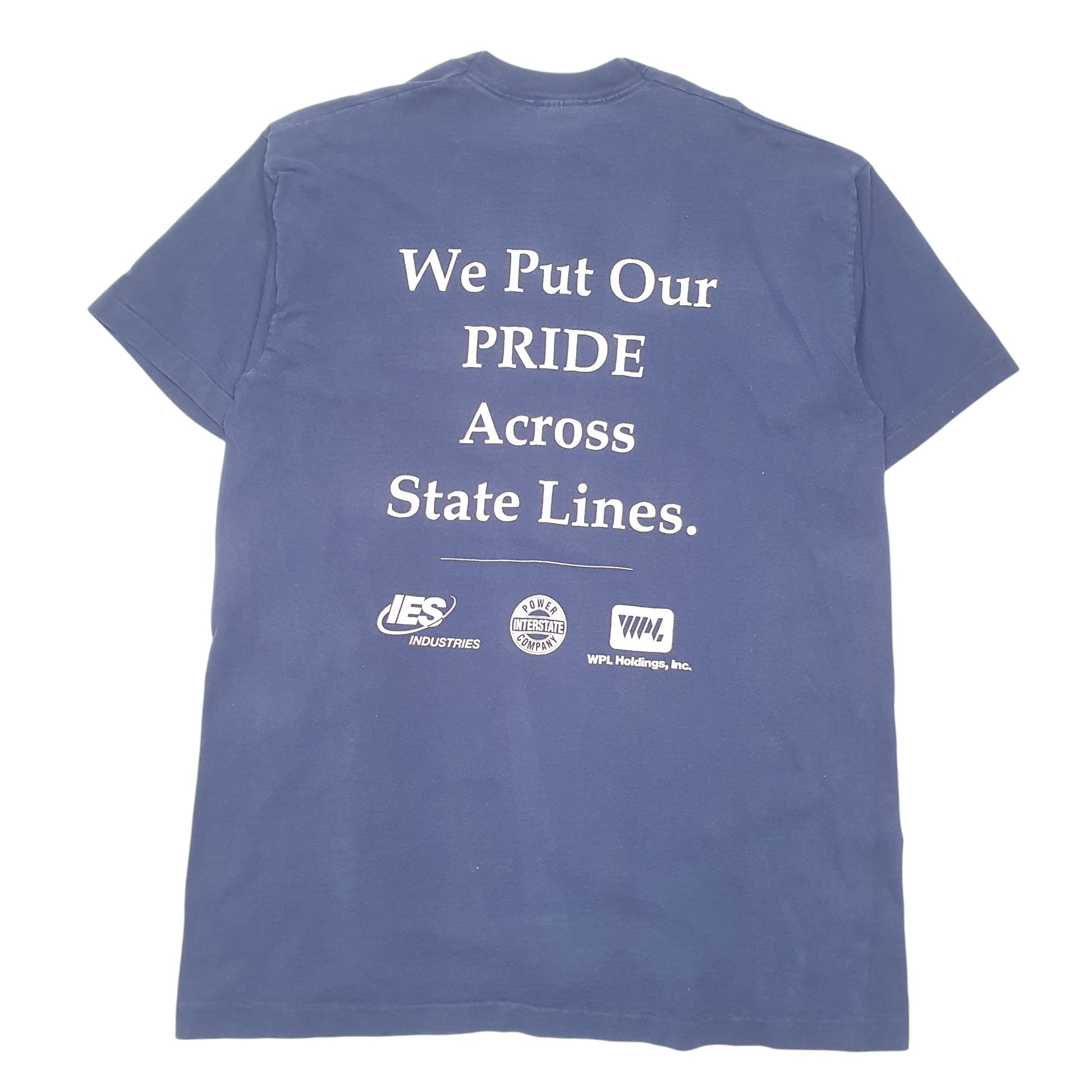 Mens Navy Fruit Of The Loom Vintage 90s Heavy IES Short Sleeve T Shirt