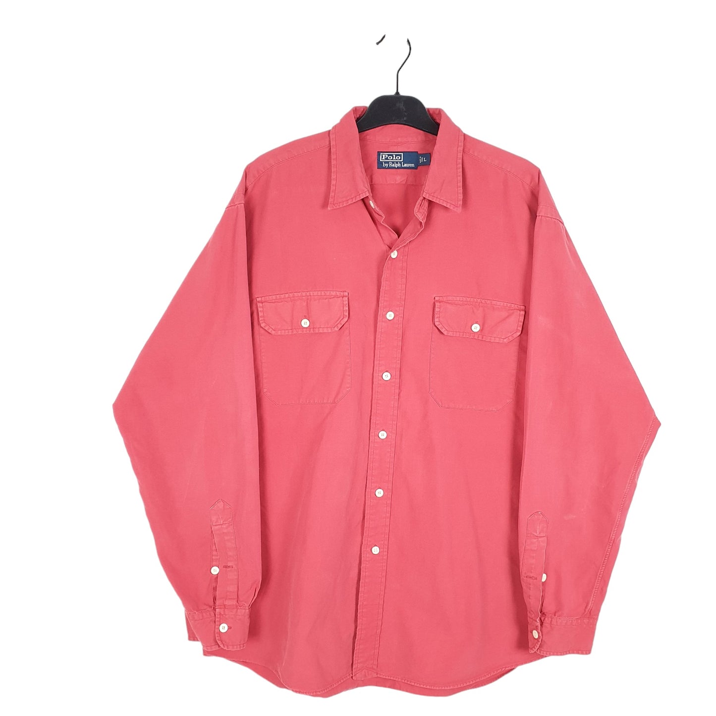 Mens Red Polo Ralph Lauren Vintage Work Long Sleeve Shirt